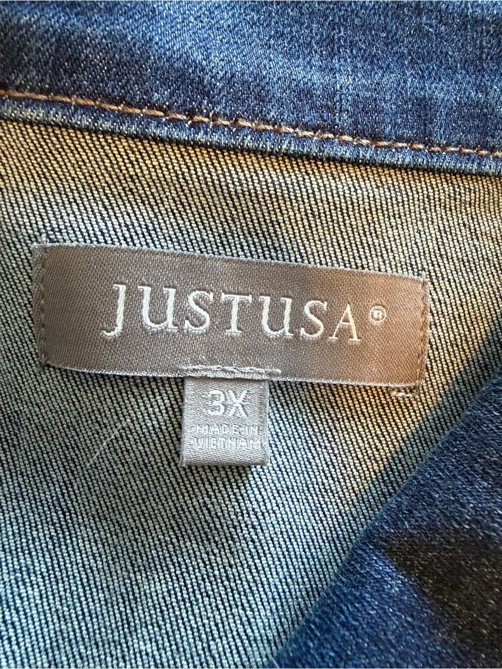 Just USA 3X Denim Jean Jacket Stretch Blue Trucker Plus Size - Picture 10 of 12